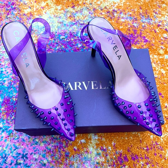 New Carvela Lápiz Clear Studded Sling Pumps - Picture 8 of 15